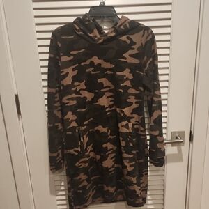 Camo Print Hoodie Dress